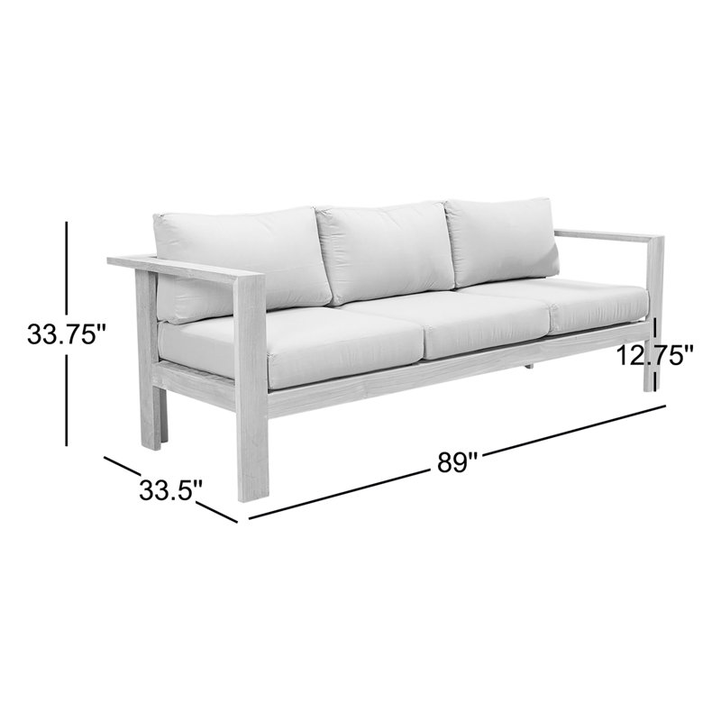 Ando Teak Patio Sofa with Sunbrella Cushions, Spectrum Indigo Sunbrella®