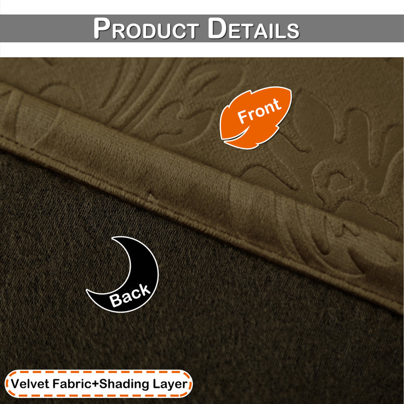 Jekhi Velvet Blackout Pair, 52" W x 84" L, Taupe Brown
