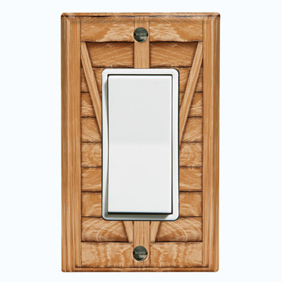 Metal Light Switch Plate Outlet Cover (Brown Wooden Fence Gate Print - Single Rocker)