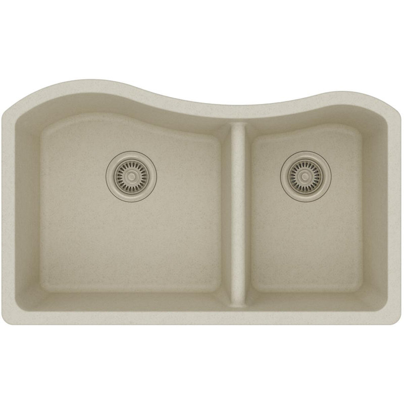 Évier de cuisine à double cuve encastrable 32-1/2 po x 20 po x 10 po Quartz Classic, Bisque