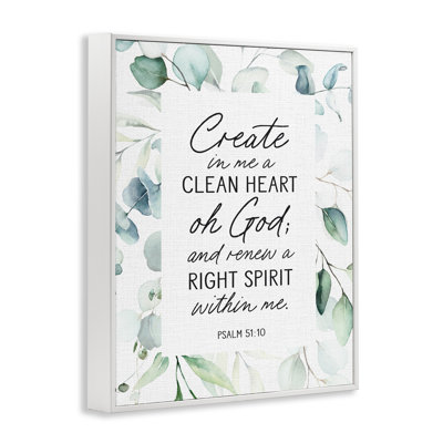 Giclée encadrée «Clean Heart & Right Spirit», design par lettré et doublé