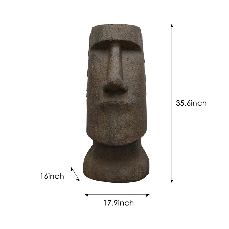Orren Ellis Concrete Easter Island Head Statue - 35.6in Tall Moai Head ...