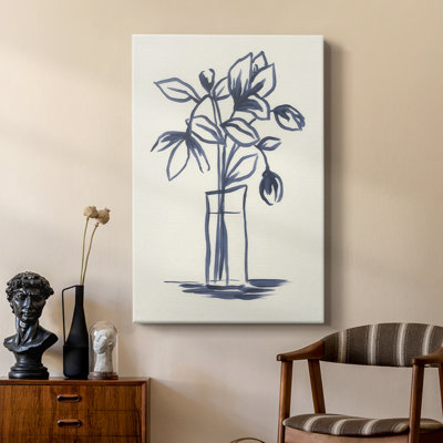Indigo Bud Vase II -Custom Wrapped Gallery Cavas