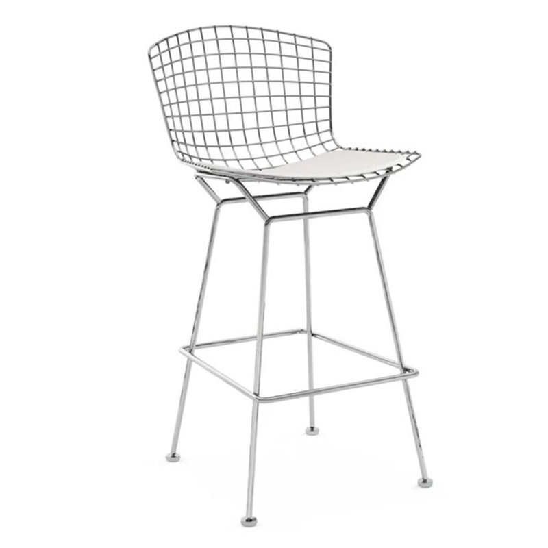 Tabouret en métal Tokio, Siège blanc / structure chromée