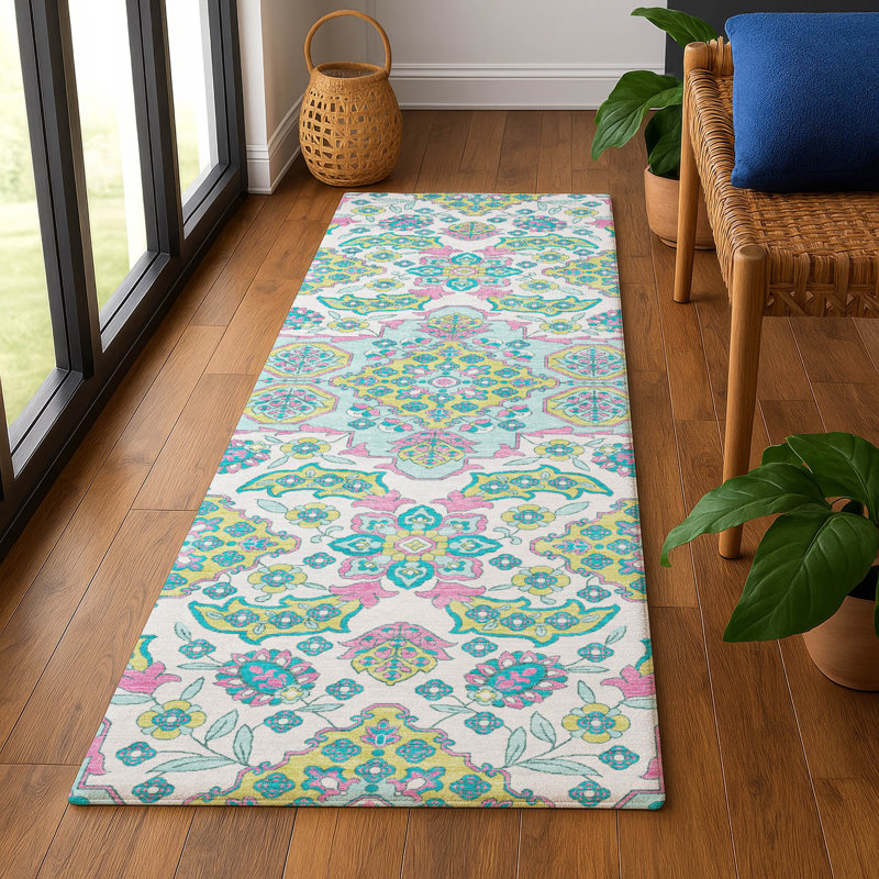 Premium Machine Washable Crestover AMF1853 Global Rug, Runner 2'3" x 7'6"