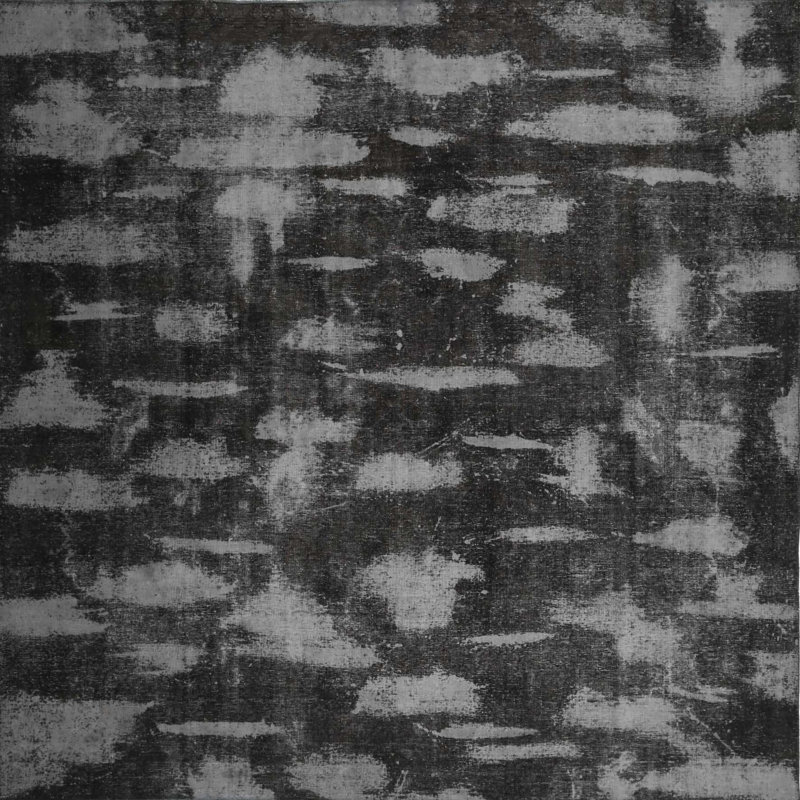 Tapis gris/zone noire contemporaine, Carré 4 pi