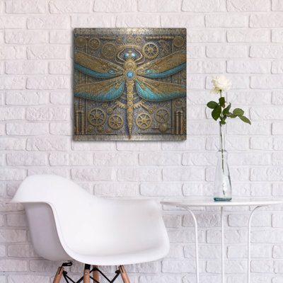 Art mural en métal Winston Porter «Steampunk Dragonfly» par Rey Klimt