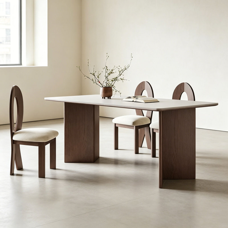 Table en pierre frittée blanche Wabi-Sabi, 29.5" H x 63" W x 31.5" D