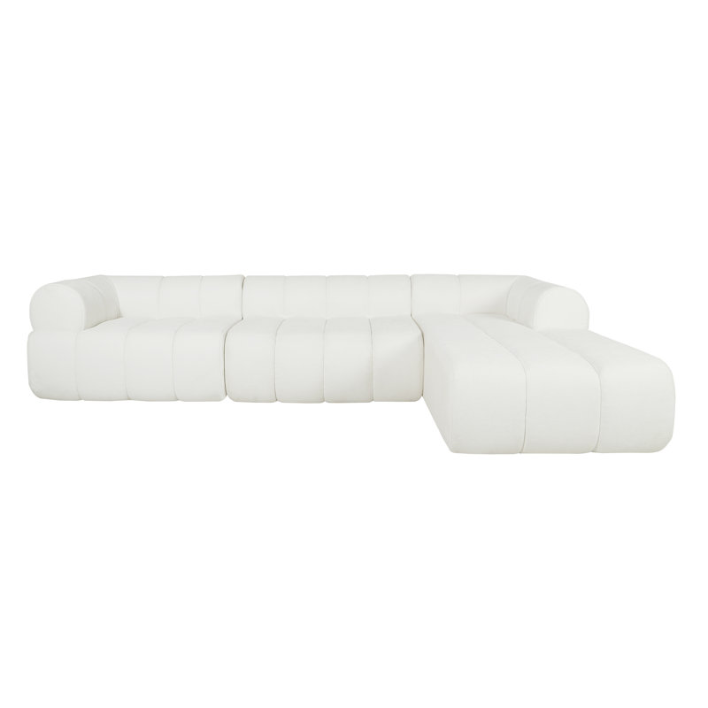 Monroe 122'' Wide Compressed Modular Sofa With Channel Tufting, Beige Chenille