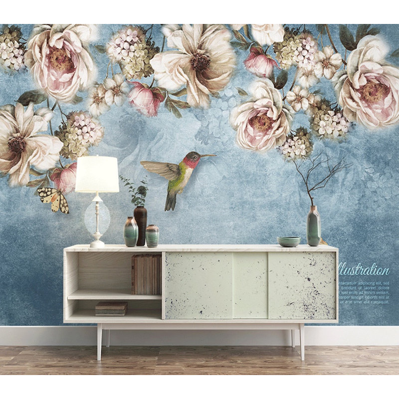 Adhésif mural floral pastel aquarelle coloré Daughtrey, L 4,08 pi x l 6,25 pi