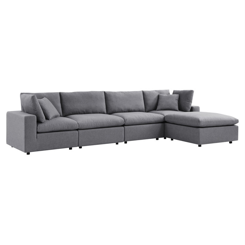 Modway Commix 5-Piece Sunbrella Outdoor Patio Sectional Sofa, Gray