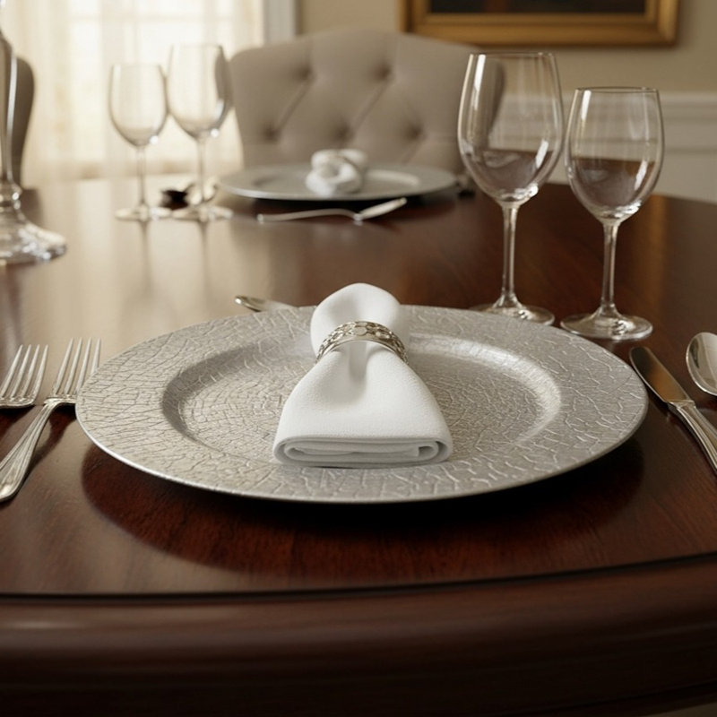 Ensemble de 4 assiettes de présentation Rhiannon, Argent argent