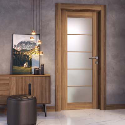 Avon 5 Lite Solid Manufactured Wood and Glass Paneled Prefinished Standard Door Slab