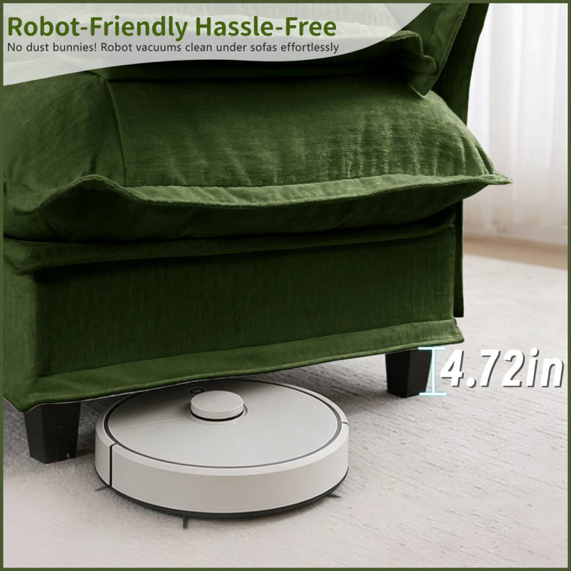 Canapé rembourré moelleux en chenille Cloud, H 35,4 po x l 77 po x P 33,8 po, Vert