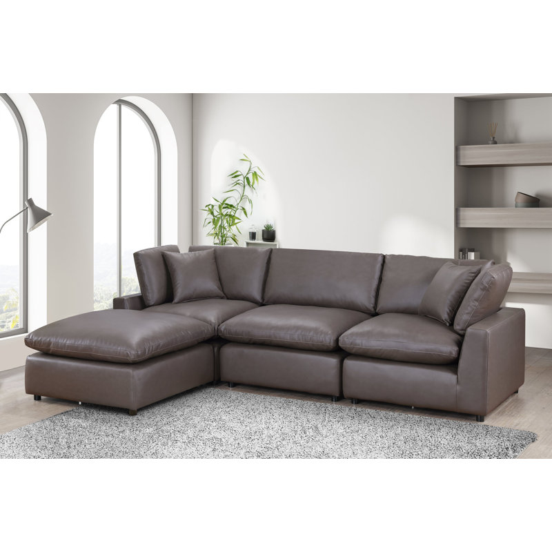 Canapé modulaire Sky Camel, Similicuir couleur bronze
