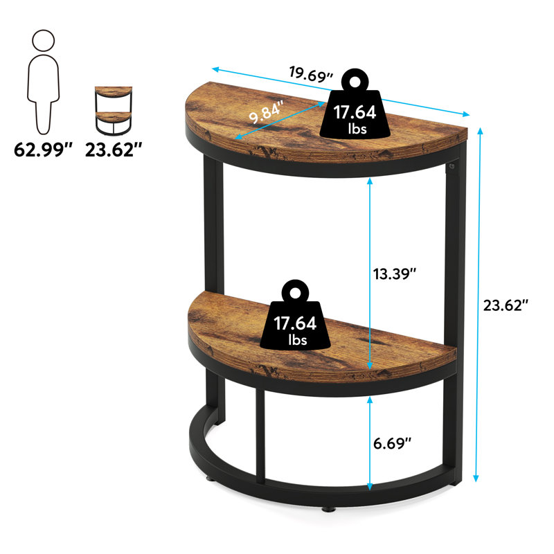 Table de bout avec rangement Viktualien, Brun, Noir