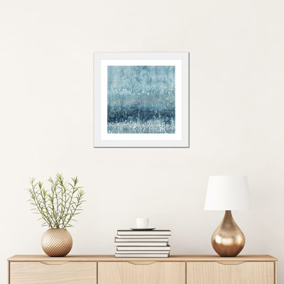 «Rain Abstract III Blue Silver» par Danhui Nai - reproduction d'art