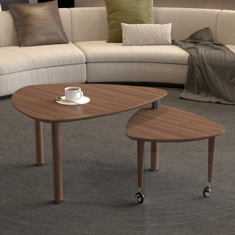 Table basse avec petite table rotative, Walnut