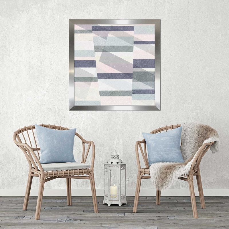 «Pastel Reflections III», reproduction de peinture à l'aquarelle, H 37,5 po x l 37,5 po x P 1 po, Encadrement argenté