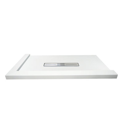 Transolid Trimslate 60-in x 36-in Shower Base with Adjustable Double Threshold and Center Drain