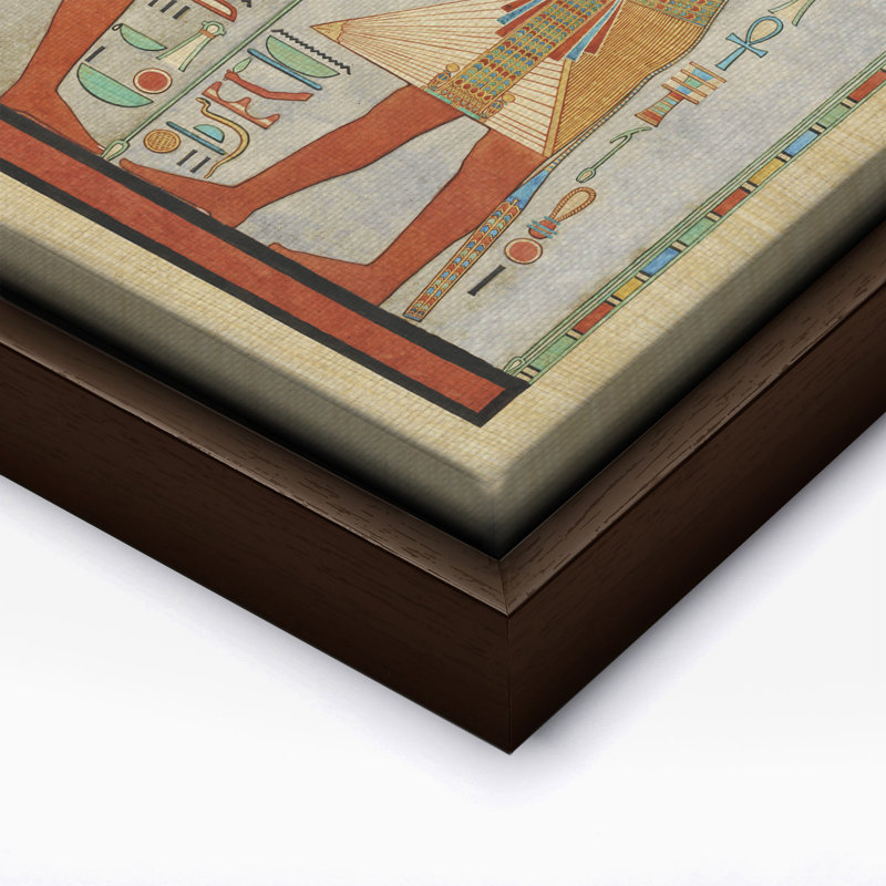 Le roi avec Anubis, tombe d'Haremhab, Canevas, H 24 po x l 32 po, Encadrement brun