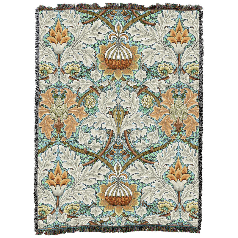Couverture multicolore Pure Country Weavers William Morris St James - artisanat - jeté en coton tissé à la main - fabriqué aux États-Unis (72 x 54)