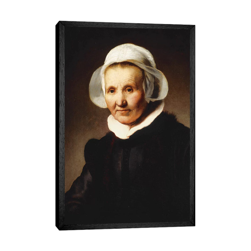 Portrait Of A Lady, Aged 62, Perhaps Aeltje Pietersdr by Rembrandt Van Rijn - Painting on Canvas, Black Framed