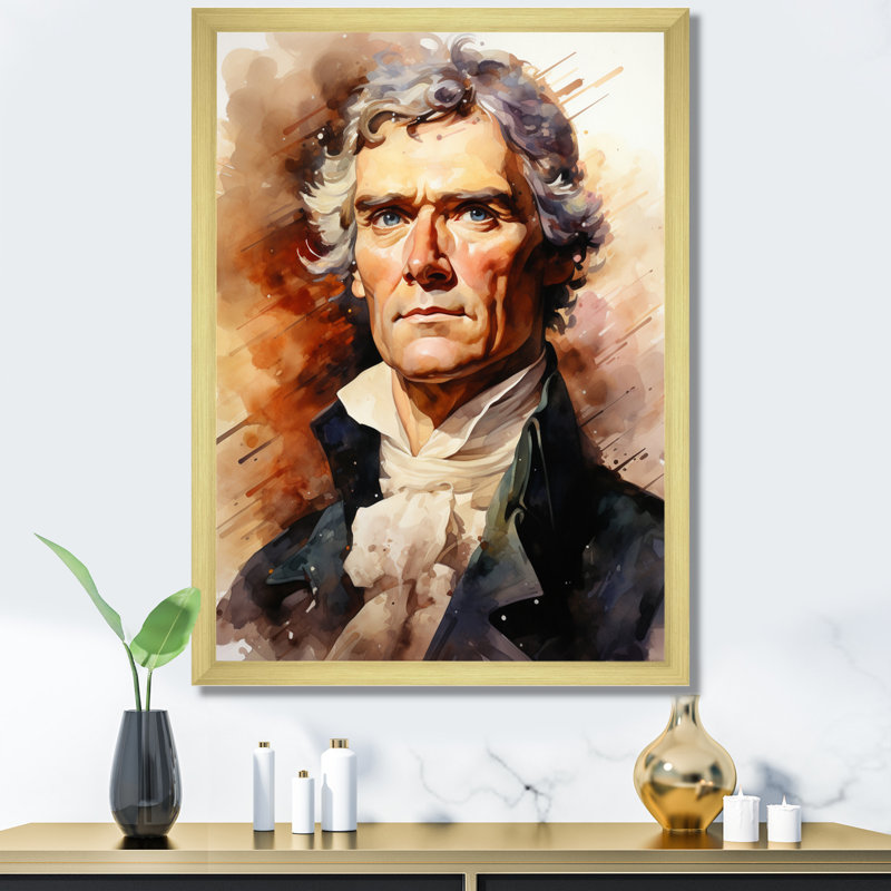 Thomas Jefferson, président, impression sur toile, 44" H x 34" W, Gold Picture Framed