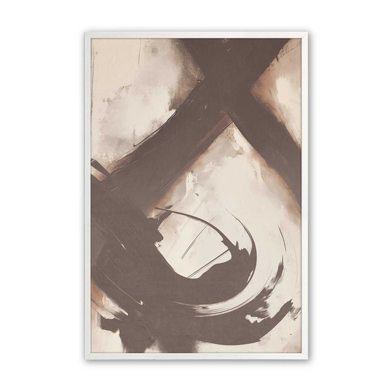 Tourbillon abstrait de Sienne I, Cadre simple blanc opaque, H 21 po x l 17 po