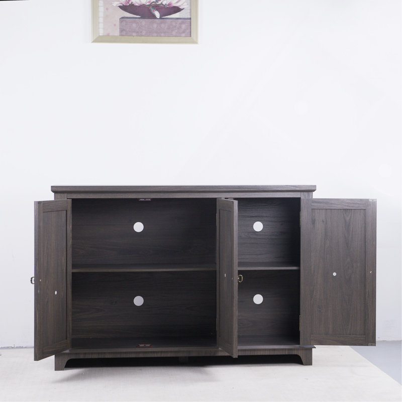 Sideboard Buffet Cabinet With 3 Mirrored Doors And Adjustable Shelves For Living Room, Bedroom, Kitchen, Brown Color