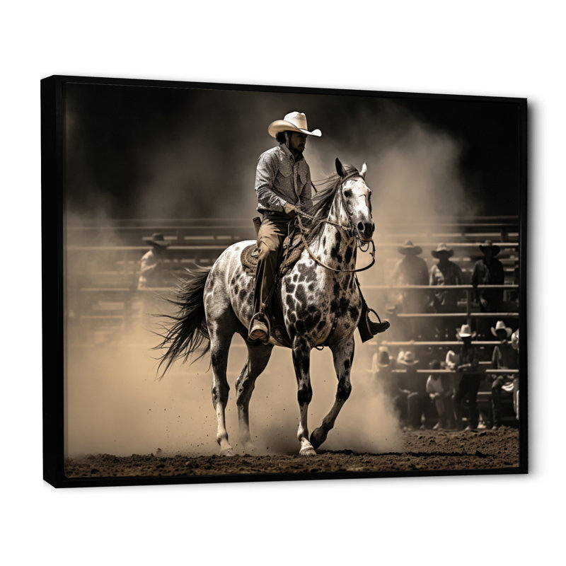 " Western Wild West Show ", 24" H x 32" W x 1" D, Black Floater Framed