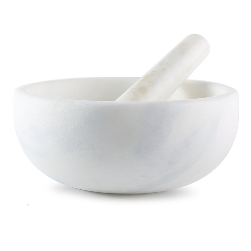 Ensemble de mortier et pilon en marbre naturel 8In Luxury, Blanc