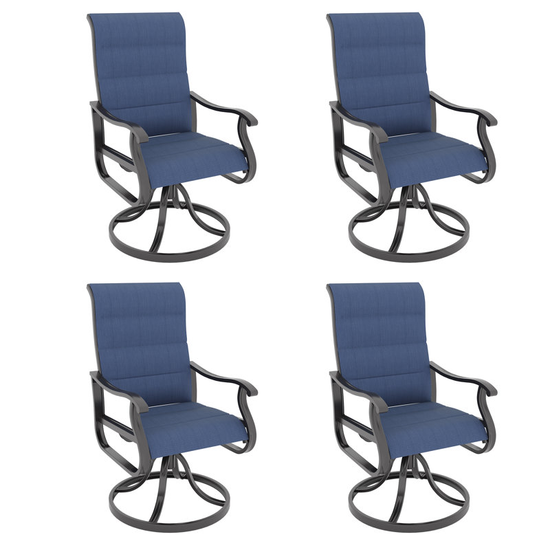 Ensemble de 4 chaises de patio à bascule Derrald, Bleu