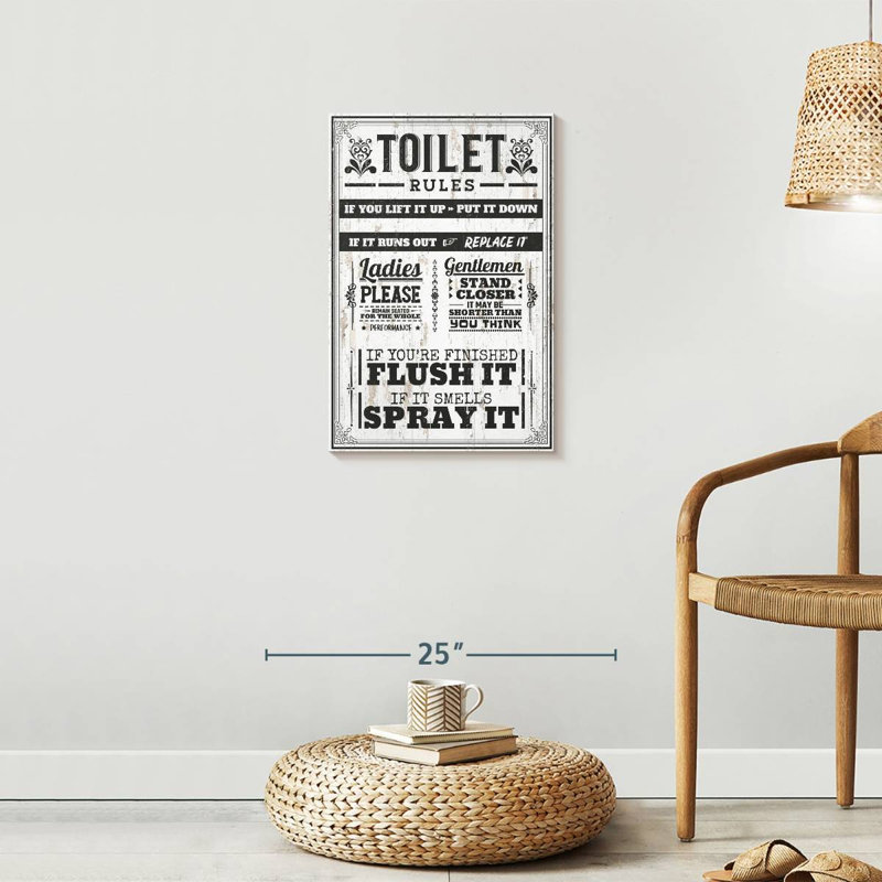 Proper Bathroom Rules Canvas Print, 24" H x 16" W x 1.25" D