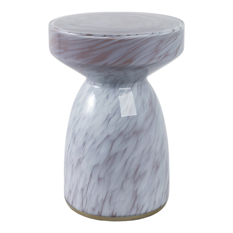 Iridescent Glass Accent Table with Artistic Design and Sturdy Base.