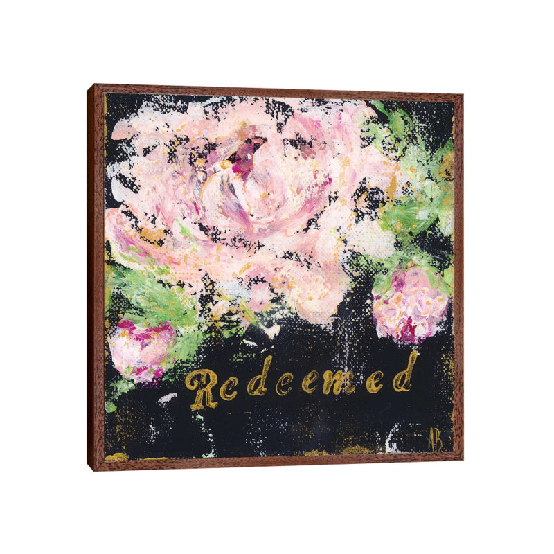 Redeemed Floral by Ashley Bradley - Print on Canvas, 66.04 cm H x 66.04 cm W, Classic Brown Wood Framed