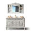 Meuble-lavabo sculpté en chêne de style européen avec plateau en marbre