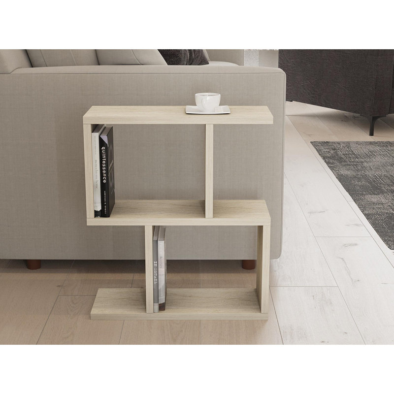 Modern Side Table, Travertine Color, 17.7 x 20.2 x 6.7 inches | 100% Melamine Coated Particle Board, Thickness: 0.7 inches | Elegant Marble Design, Perfect for Living Room & Bedroom, Durable & Stylish Accent Piece
