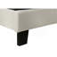 Lit, grand lit, tapissier, aspect lin beige, pieds en bois noir, transitionnel
