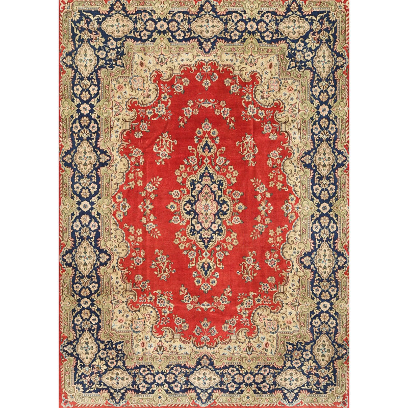 Tapis traditionnel rouge / bleu, Rectangle 5 pi x 7 pi