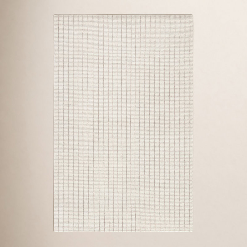 Tapis crème rayé noué à la main Grady, Rectangle 9 pi x 12 pi