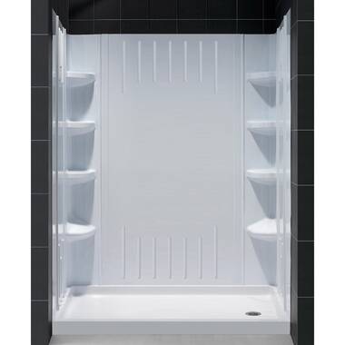 Qwall 36 W x 76.75 H Framed Square Shower Stall and Base Included