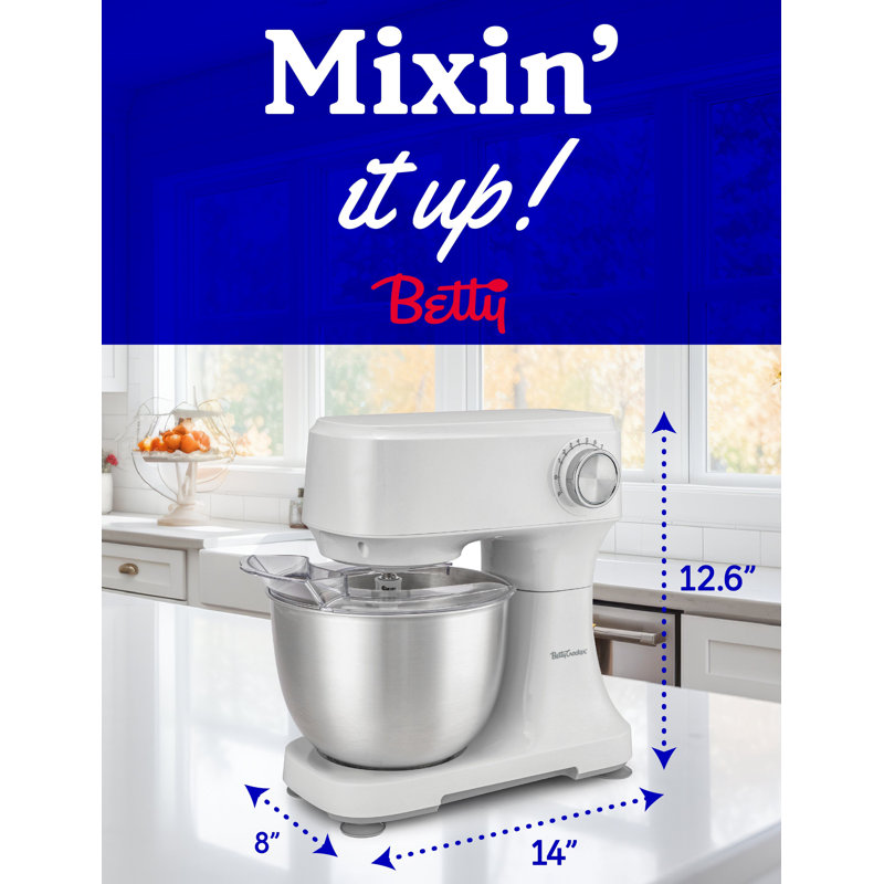 White 3.7-Qt Electric Stand Mixer with 10 Speeds