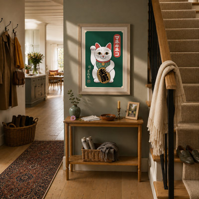 Lucky Cat Japandi - Framed Print