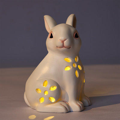 Décoration de jardin lapin mignonne à énergie solaire de 6,9 po Alize, surface résistante à l'usure pour l'intérieur et l'extérieur - vente chaude