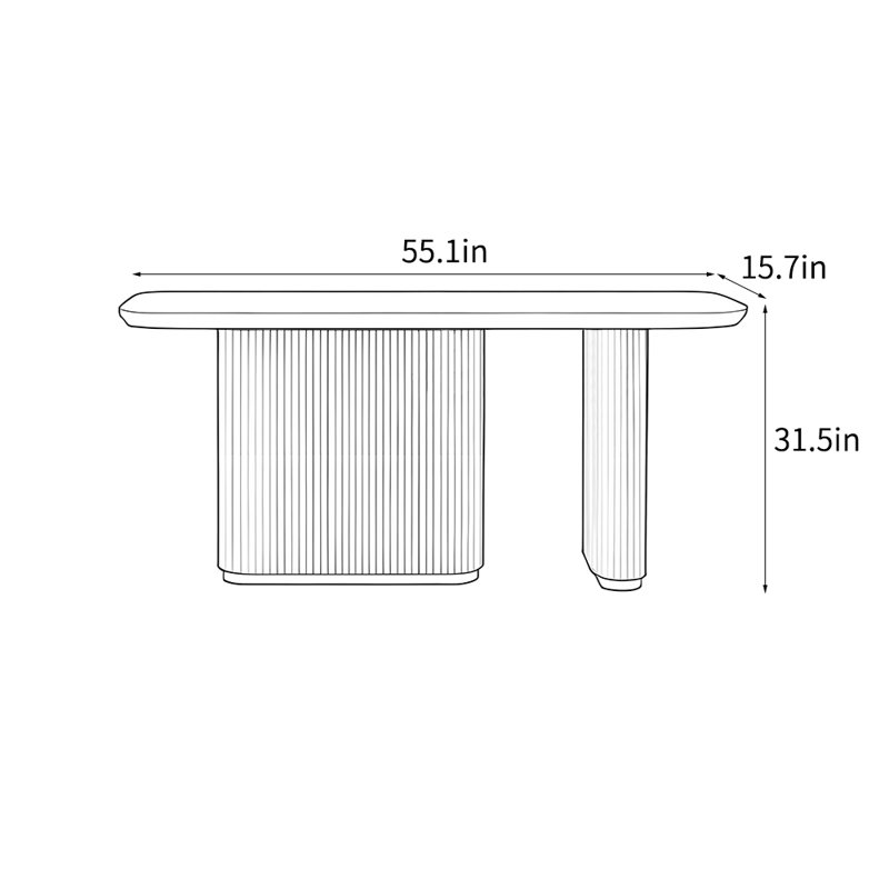 Modern simple console table, 31.5" H x 55.1" W x 15.7" D, Brown