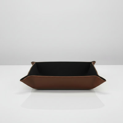 Mini plateau en cuir - Bureau et rangement pour la maison - Brun