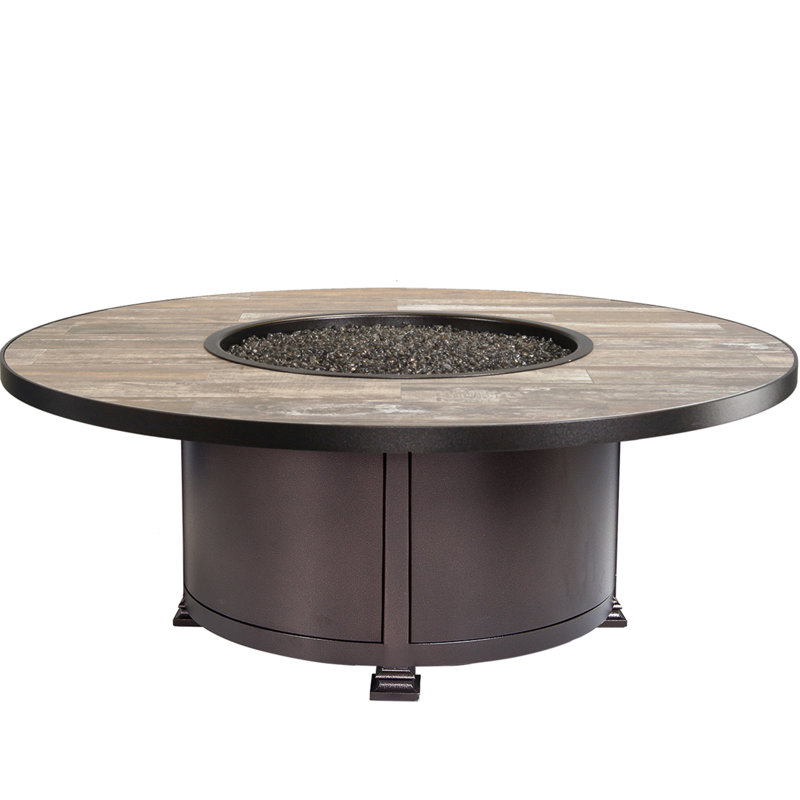 Santorini Iron Outdoor Fire Pit Table, Summit Gray, 19" H x 54" W x 54" D, Copper Creek