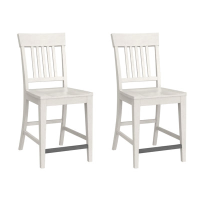 White Slat Back Counter Stools,  2