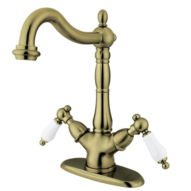 Heritage Vessel Sink Bathroom Faucet, Vintage Brass, Lever